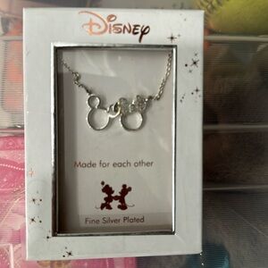 Mickey and Minnie Mouse Silver Plated Disney Necklace